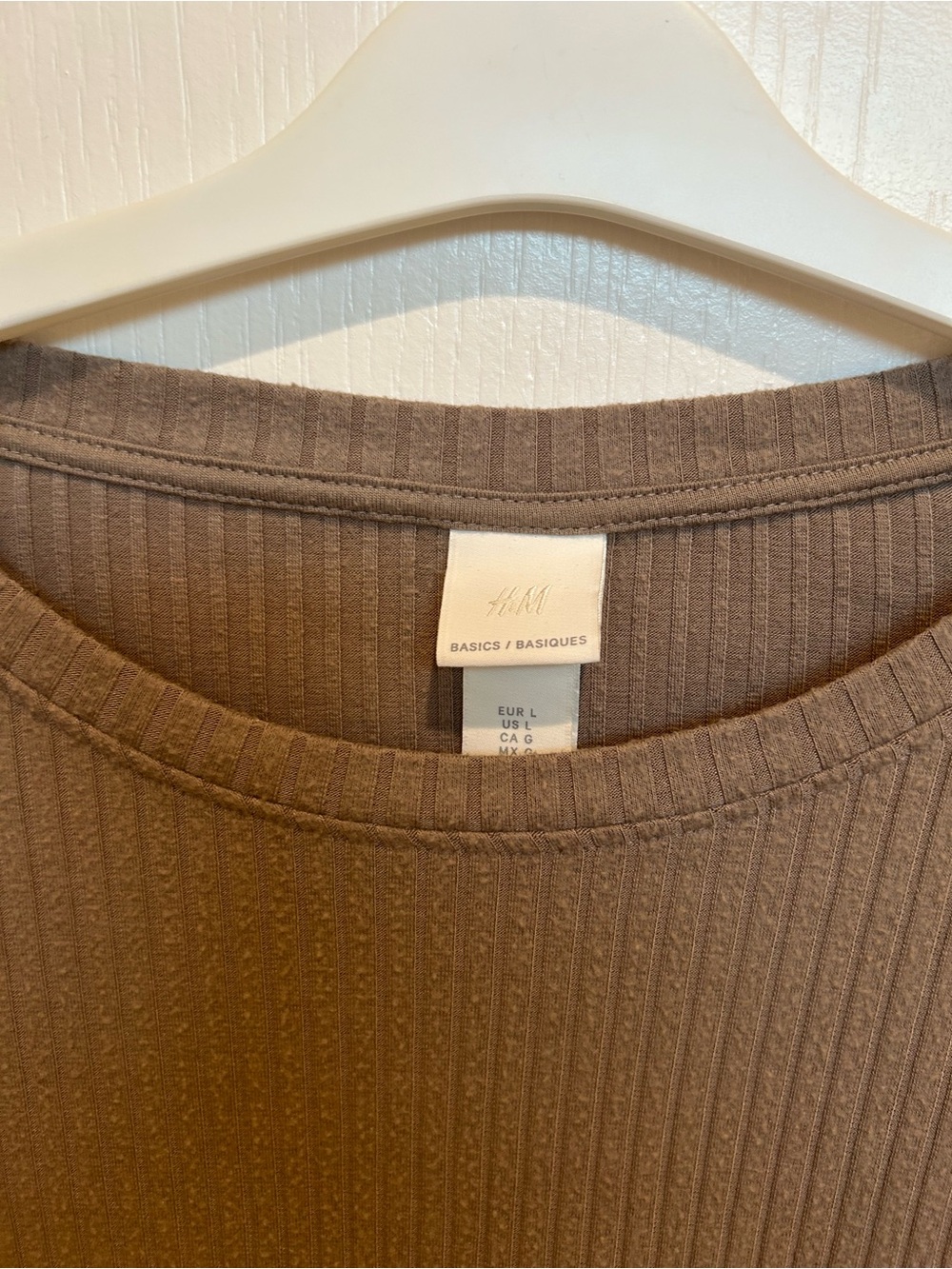 H&M Ribbed Long Sleeve Top in Taupe Brown - Picture 3 of 5